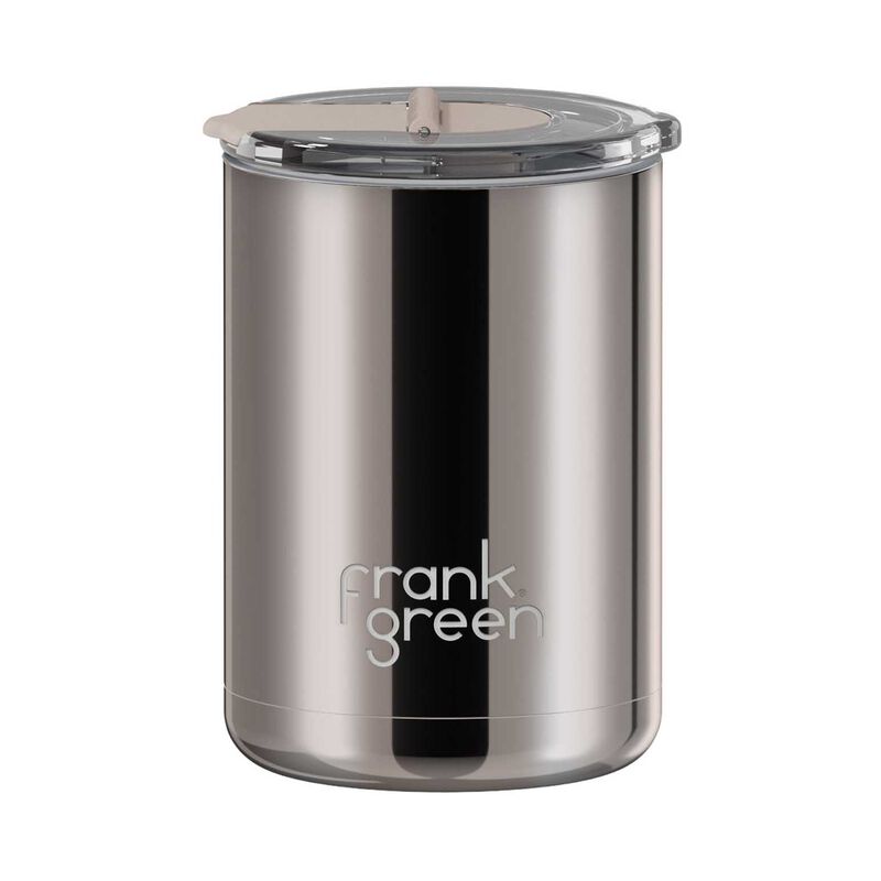 frank green 12oz Coffee Cup w Hinged Screw Lid Chrome Moon Dust image number 0